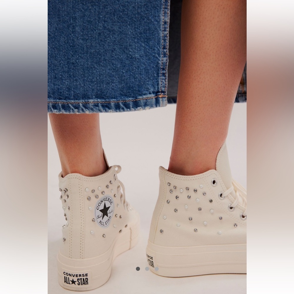 Converse Cream High-Top Sneakers with Studs